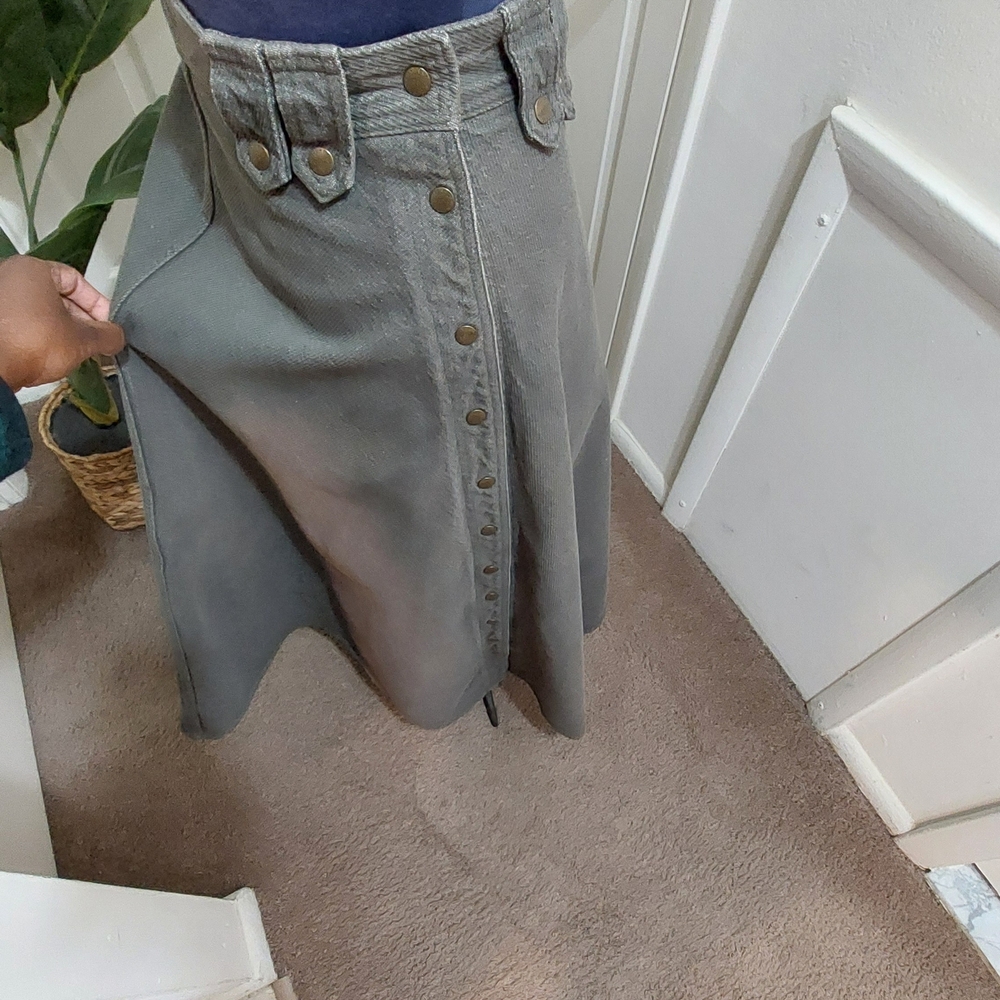 Vintage Denim Perry Ellis Dark Olive Skater Skirt 5/6 - Picture 4 of 13